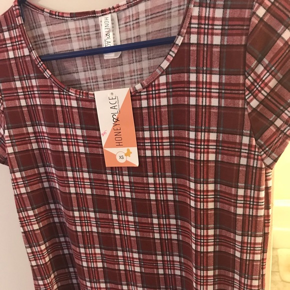 NWT honey and lace Oakland t pink plaid - Picture 1 of 3